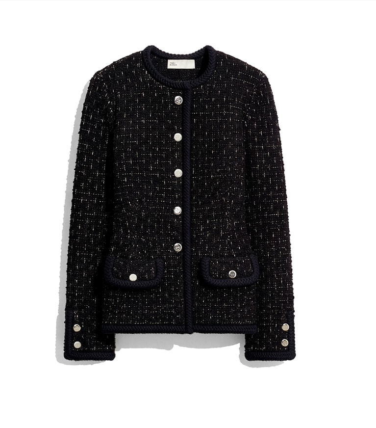 Tory Burch designer sweaters Kendra Metallic Tweed Cardigan in Black Multi additional