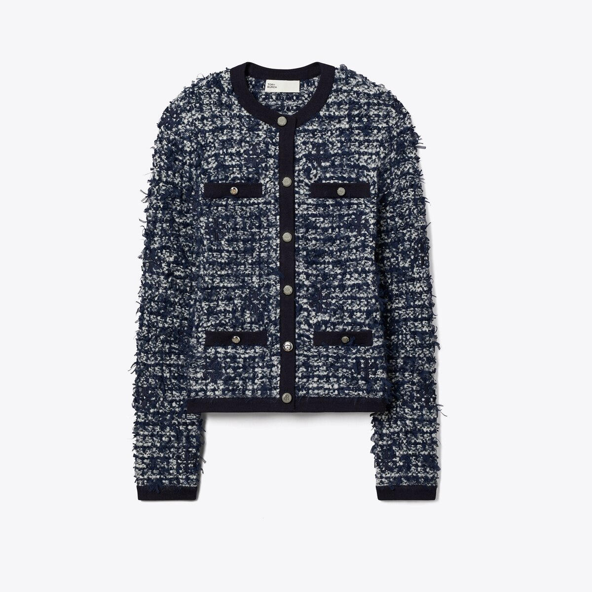 Tory Burch ネイビー ツイード ロングコート Tory Burch ネイビー ツイード ロングコート