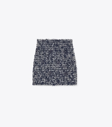 Tory Burch designer unterteile Kendra Tweed-Rock in Navy / Ivory front