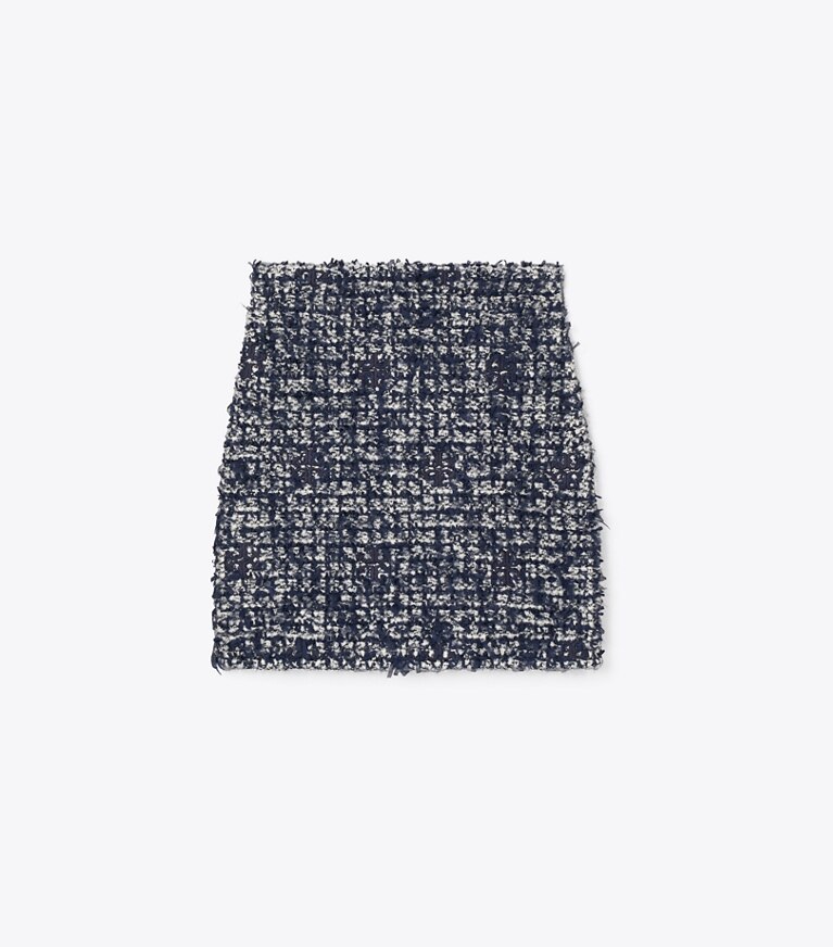 Tory Burch designer unterteile Kendra Tweed Skirt in Navy / Ivory front