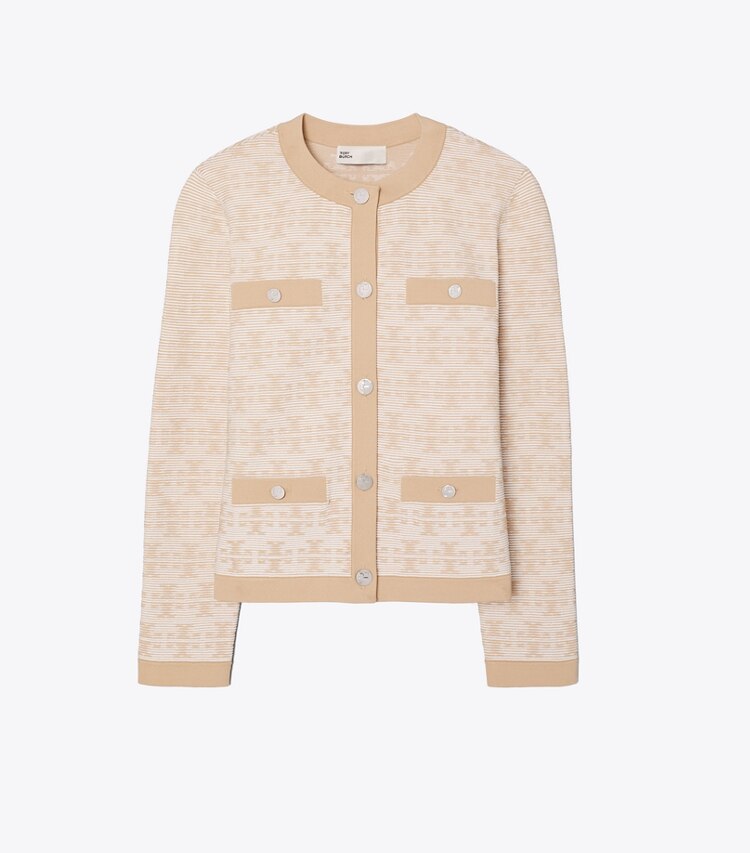 Tory Burch designer セーター ケンドラ レーヨン カーディガン in Beige / White front