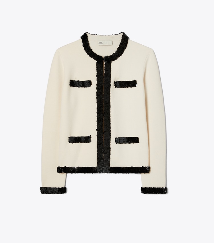 Kendra Wool and Sequin Jacket: Women's Designer Sweaters | Tory Burch