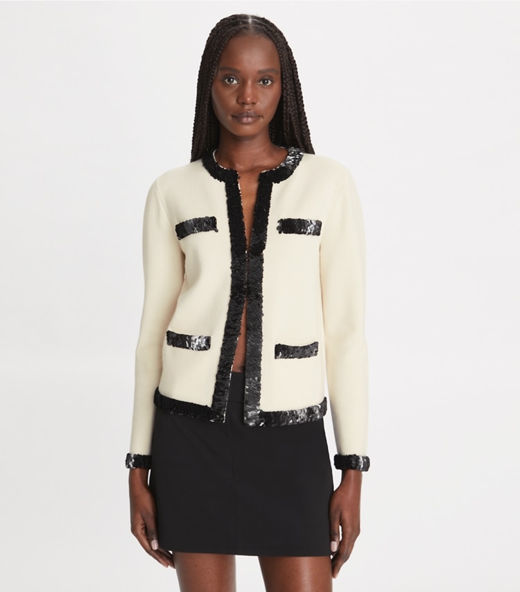 Kendra Wool and Sequin Jacket: Women's Designer Sweaters | Tory Burch