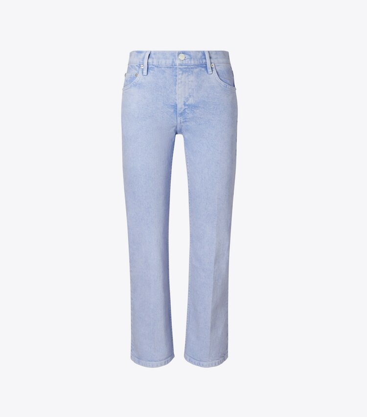 Tory Burch designer ボトムス キックフレア デニムジーンズ in Ice Blue Overdye front