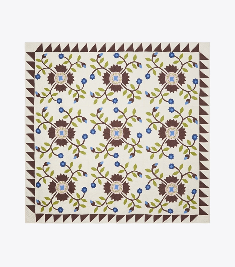 Tory Burch designer linens King’s Leap Quilt in Chocolate front
