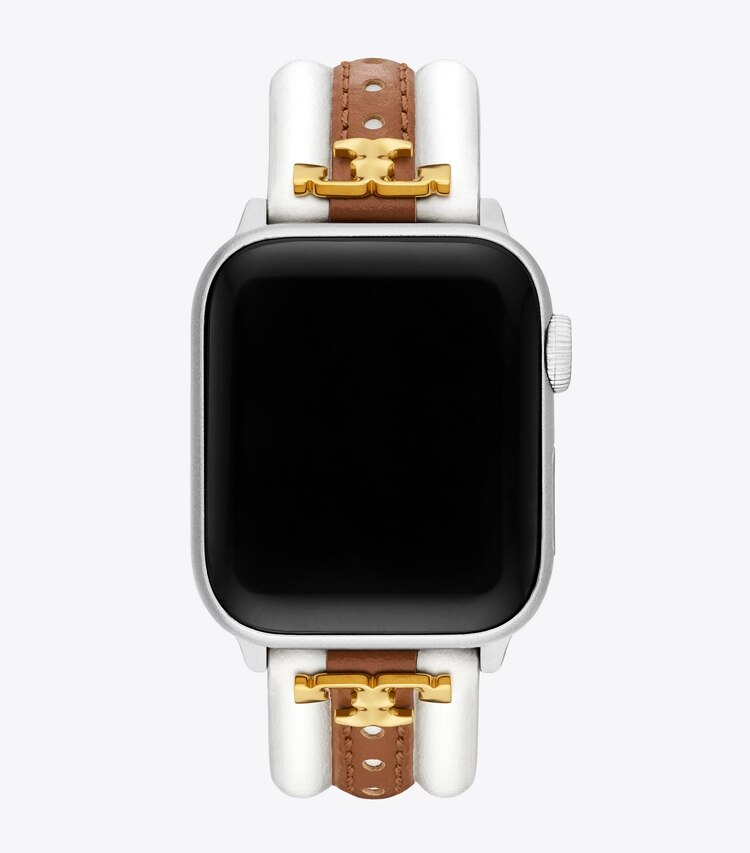 Tory Burch designer smartwatch Kira Armband für Apple Watch® aus Leder in Ivory/Luggage in IVORY/LUGGAGE von oben