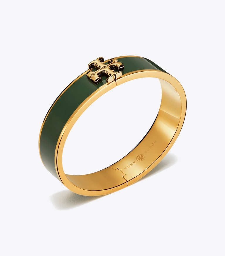Tory Burch designer armbänder Kira Armreif mit Emaille in Tory Gold/Pine Tree front