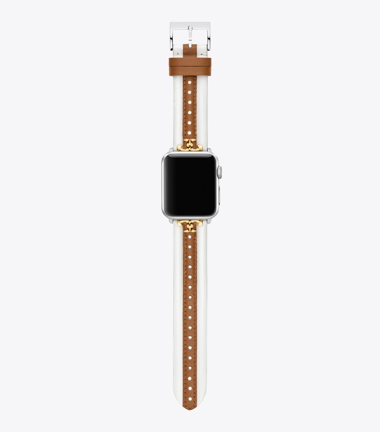 Tory Burch designer watches tory track smart watches Kira Band for Apple Watch®, Ivory/ Luggage Leather in IVORY/LUGGAGE front