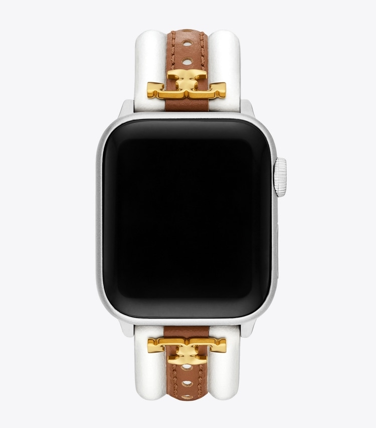 Tory Burch designer watches tory track smart watches Kira Band for Apple Watch®, Ivory/ Luggage Leather in IVORY/LUGGAGE overhead