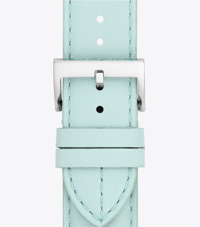 Tory Burch designer watches tory track smart watches Kira Band for Apple Watch®, Leather in LIGHT BLUE  front