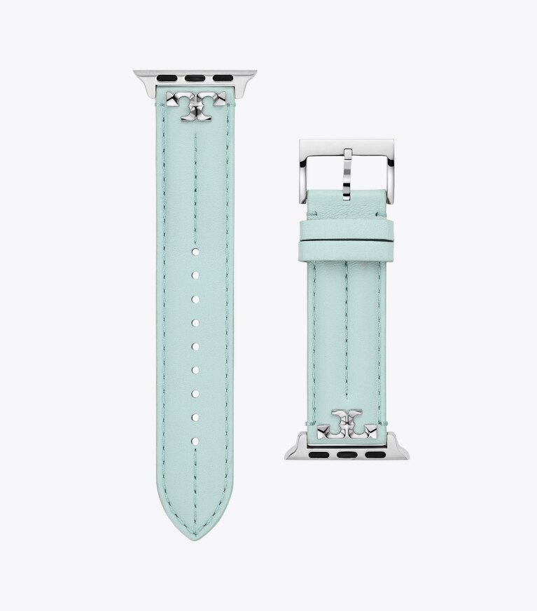 Tory Burch designer watches tory track smart watches Kira Band for Apple Watch®, Leather in LIGHT BLUE  front