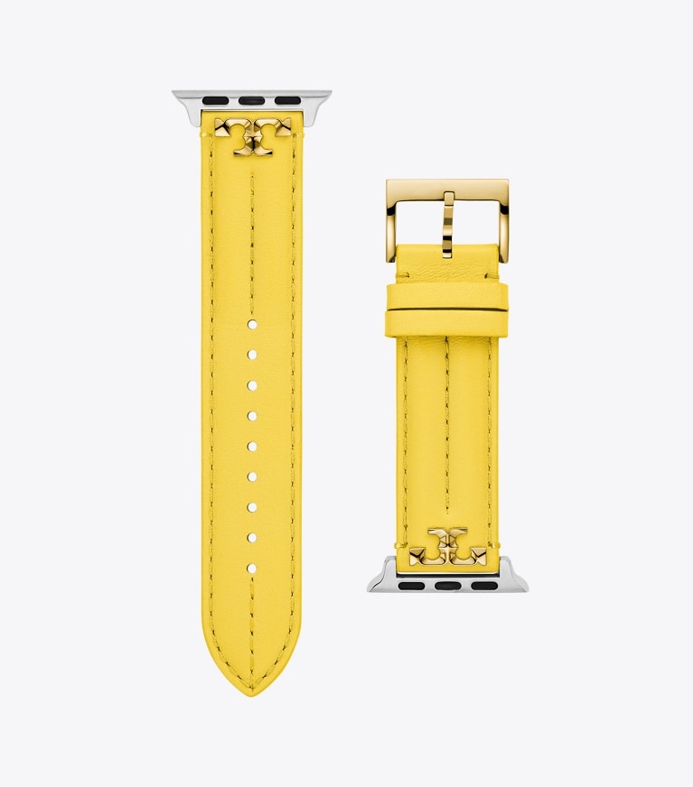 Tory Burch designer watches tory track smart watches Kira Band for Apple Watch®, Yellow Leather in YELLOW  front