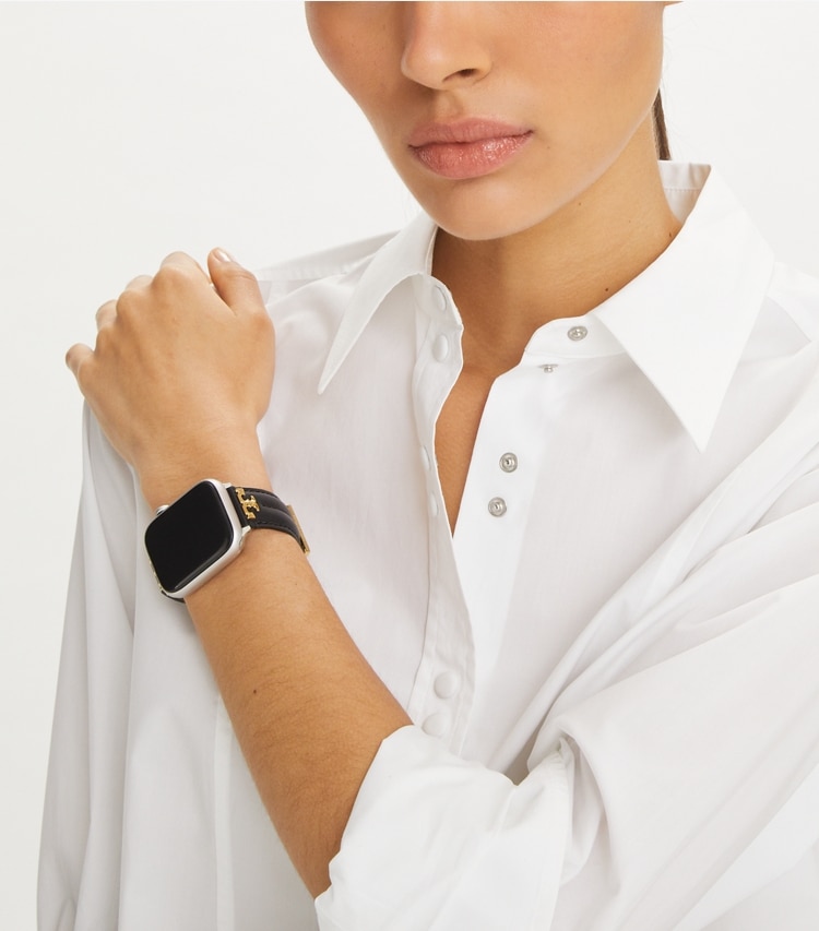 Tory Burch designer watches tory track smart watches Kira Band for Apple Watch® in BLACK accessory on model