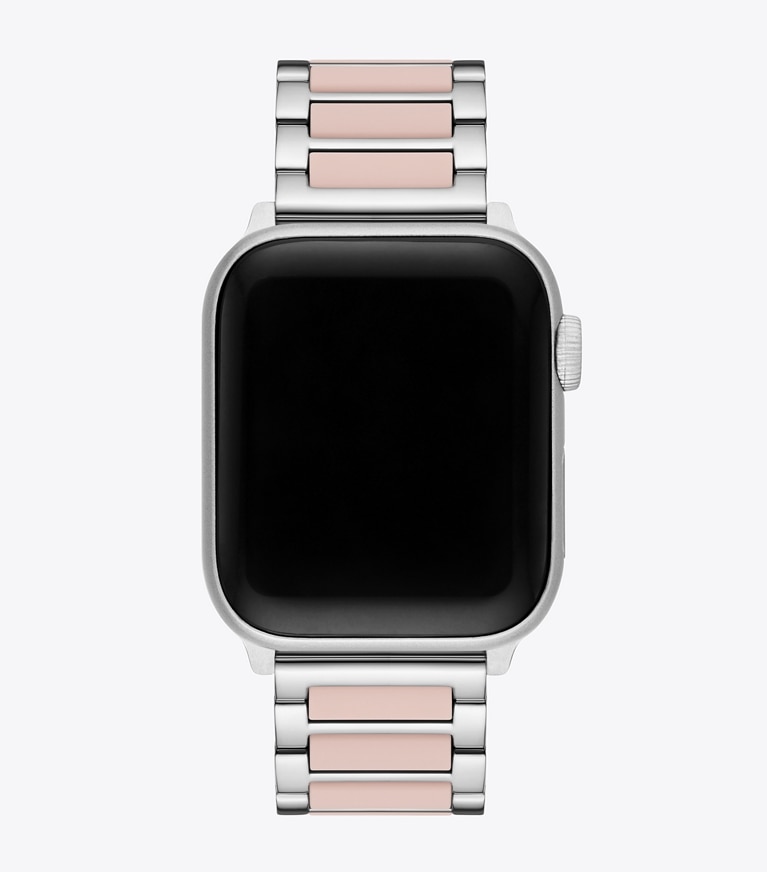 Tory Burch designer smart watches Kira Band for Apple Watch® in SILVER/LIGHT PINK front
