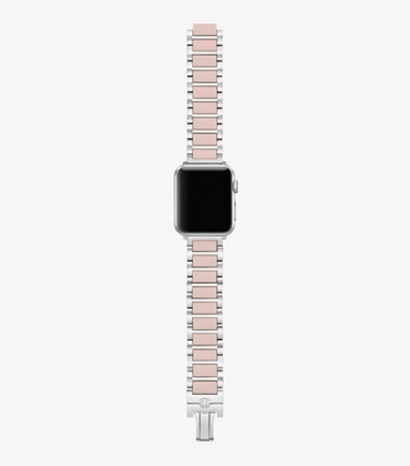 Tory Burch designer smart watches Kira Band for Apple Watch® in SILVER/LIGHT PINK front