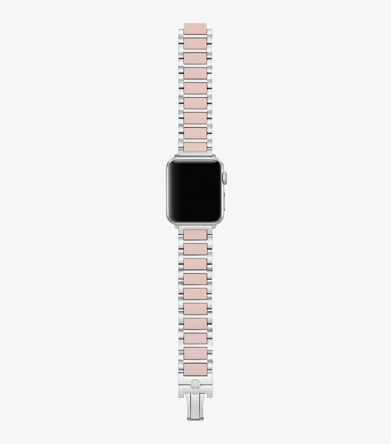 Tory Burch designer smart watches Kira Band for Apple Watch® in SILVER/LIGHT PINK front