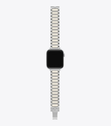 Tory Burch designer smart watches Kira Band for Apple Watch® in SILVER/IVORY front