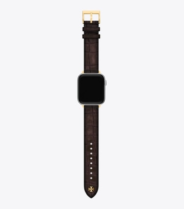 Tory Burch designer スマートウォッチ Apple Watch® キラ バンド in BROWN FAUX CROC front