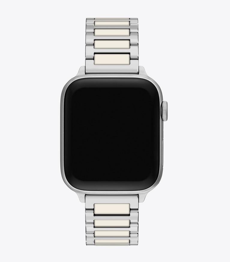 Tory Burch designer smart watches Kira Band for Apple Watch® in SILVER/IVORY overhead
