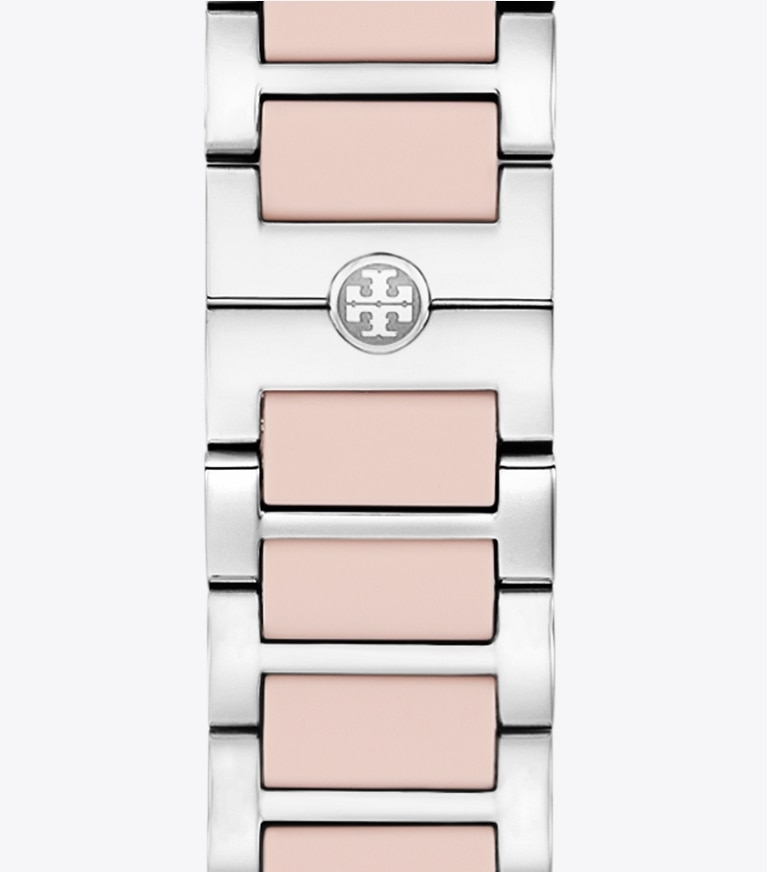 Tory Burch designer smart watches Kira Band for Apple Watch® in SILVER/LIGHT PINK front