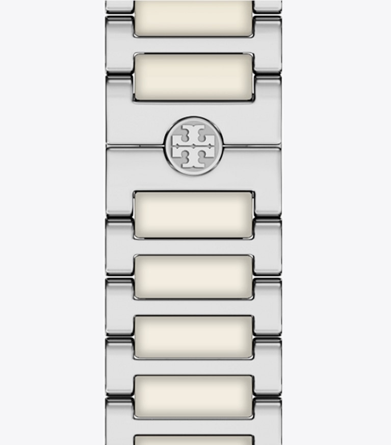 Tory Burch designer smart watches Kira Band for Apple Watch® in SILVER/IVORY packable reversible