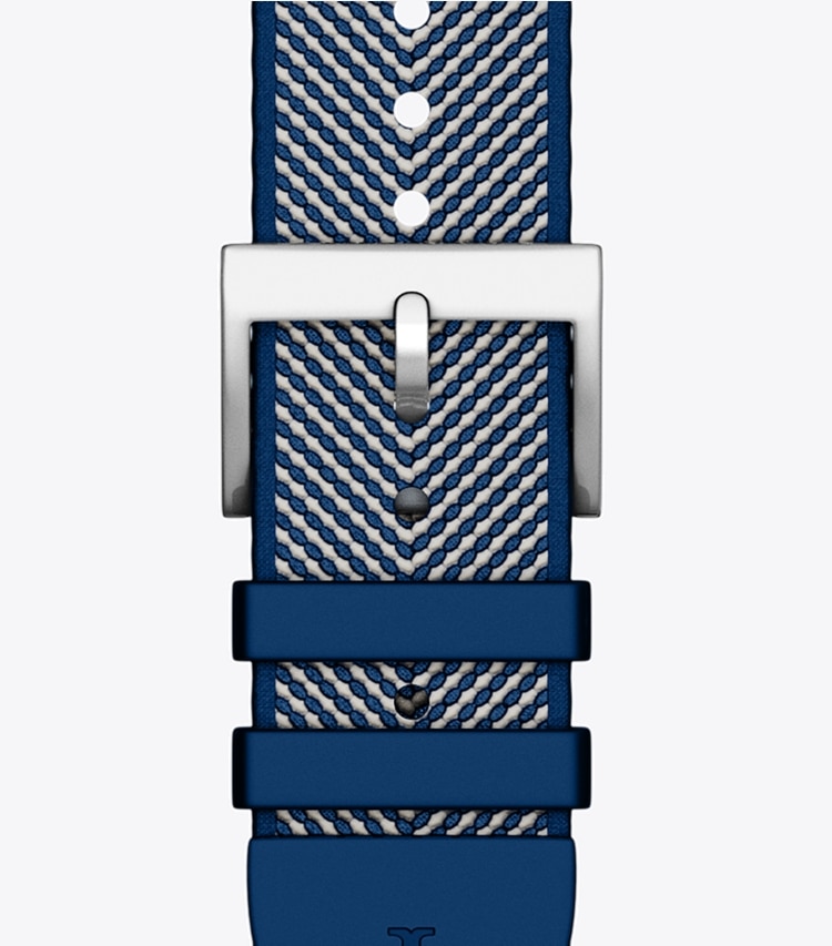 Tory Burch diseñador relojes inteligentes Kira Band for Apple Watch® en NAVY GROSGRAIN reversible plegable