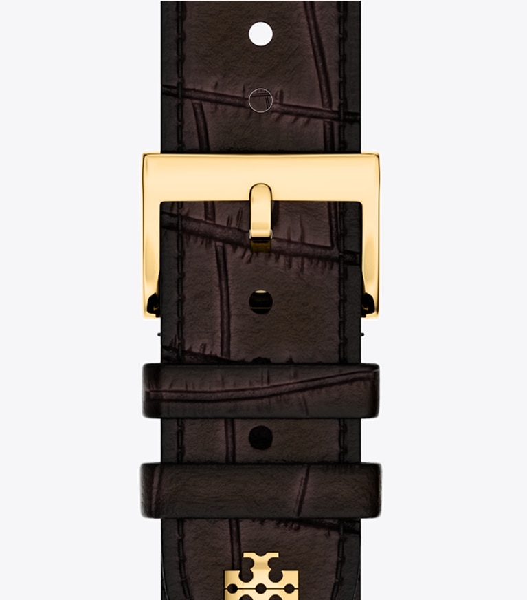 Tory Burch diseñador relojes inteligentes Kira Band for Apple Watch® en BROWN FAUX CROC reversible plegable