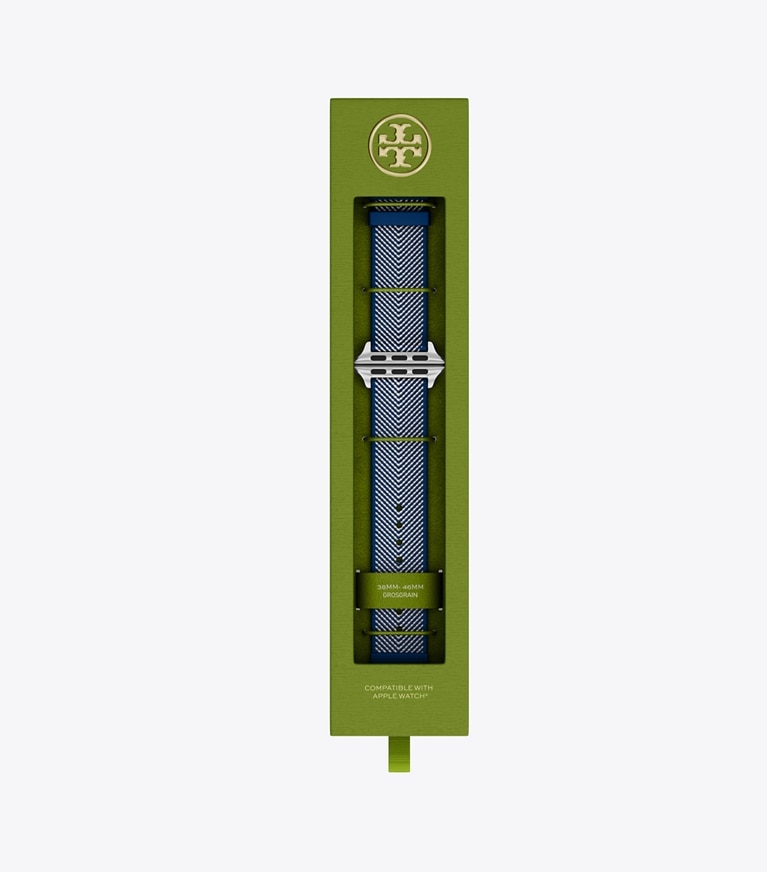 Tory Burch diseñador relojes inteligentes Kira Band for Apple Watch® en NAVY GROSGRAIN caja de relojes