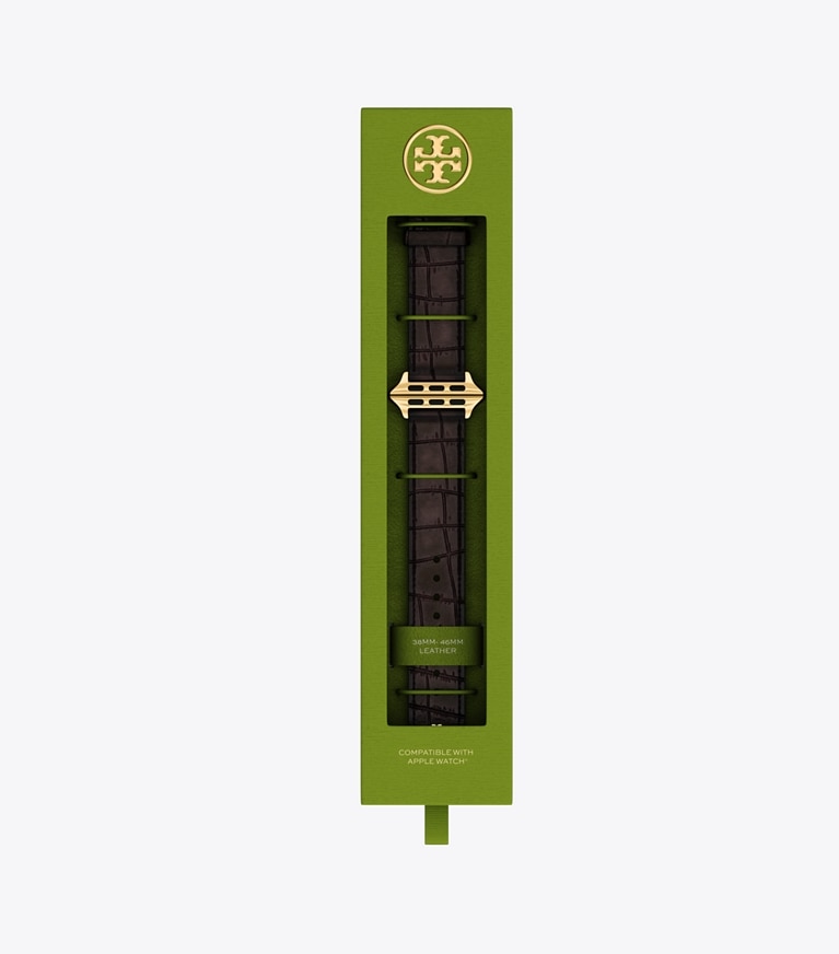Tory Burch diseñador relojes inteligentes Kira Band for Apple Watch® en BROWN FAUX CROC caja de relojes