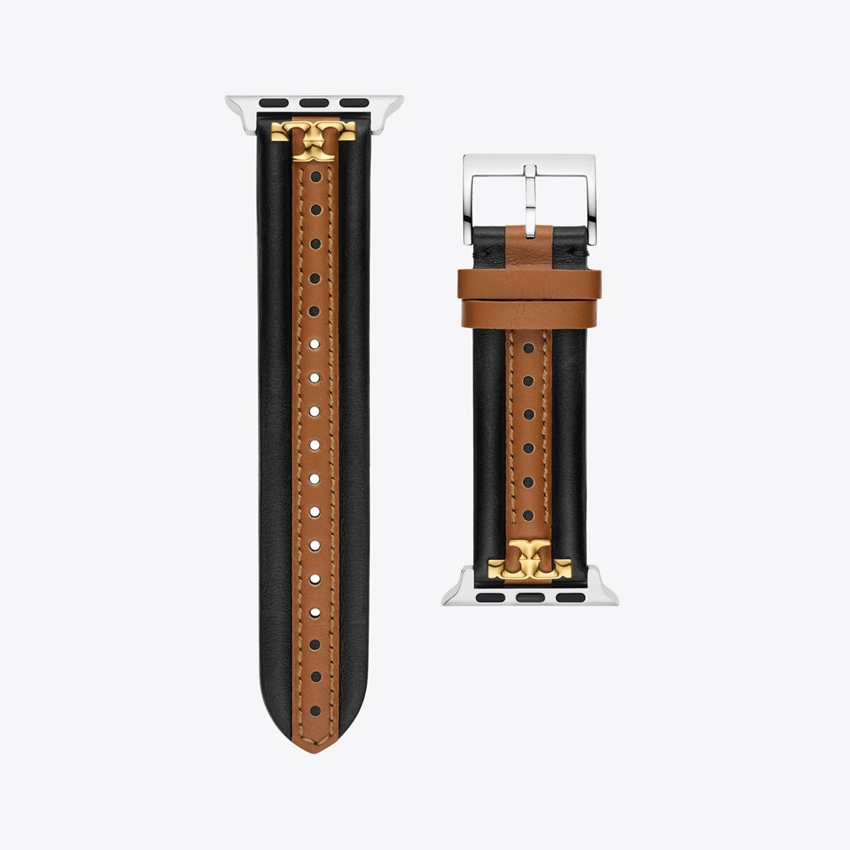 Tory Burch★上品なアイボリーレザーApple WatchストラップKIRA Tory Burch The Kira White & Luggage Leather Strap For Apple