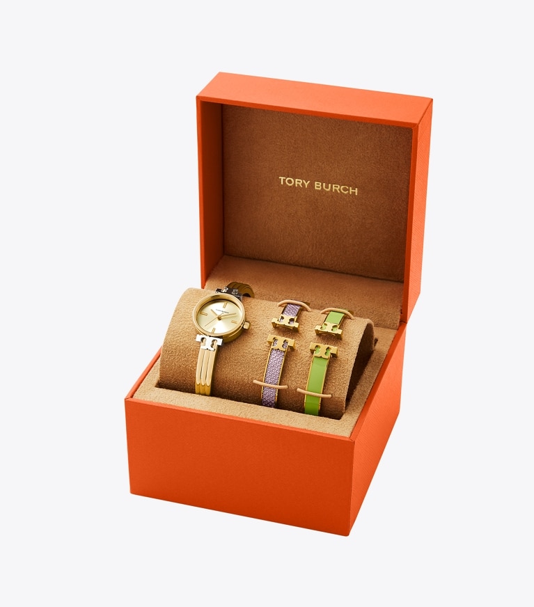 Kira Bangle Watch Gift Set, Multi-Color/Gold-Tone Stainless Steel 