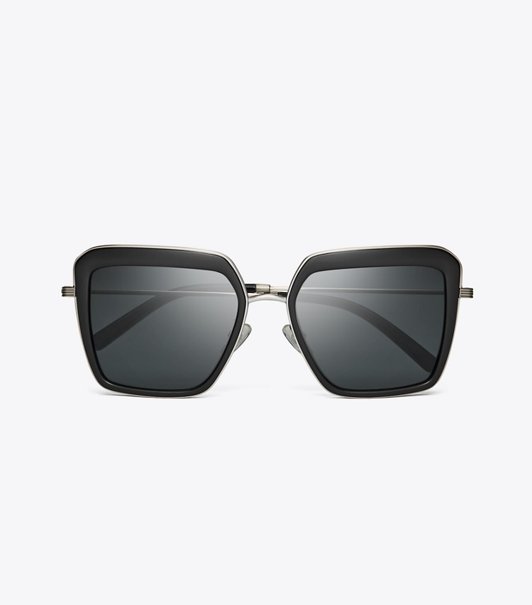 Tory Burch designer sunglasses & eyewear Kira Bold Rim Sunglasses in BLACK/DARK GREY overhead