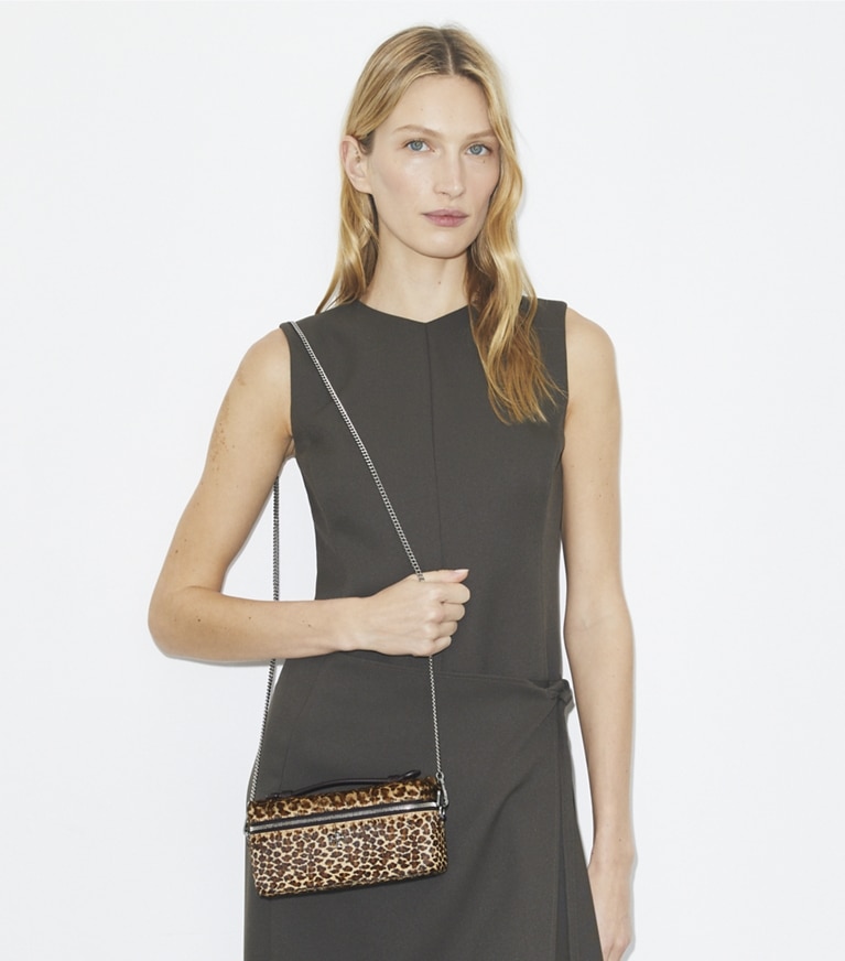 Tory Burch designer mini bags Kira Calf Hair Vanity Case in Multi angle
