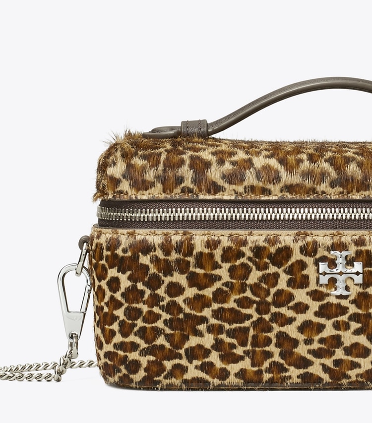 Tory Burch designer mini bags Kira Calf Hair Vanity Case in Multi detail