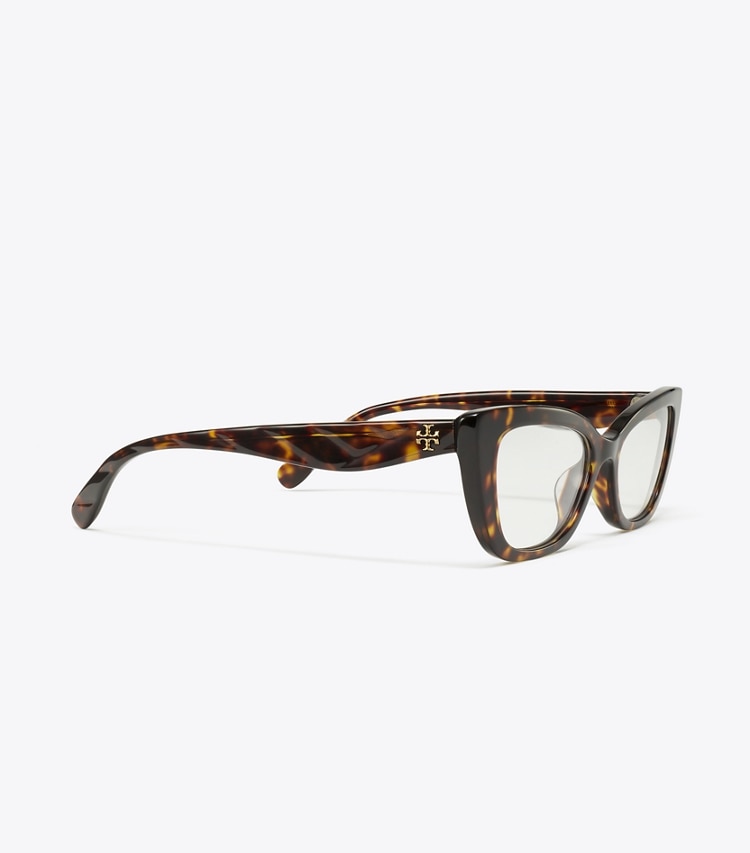 Tory Burch designer sunglasses & eyewear Kira Cat-Eye Eyeglasses in DARK TORTOISE detail