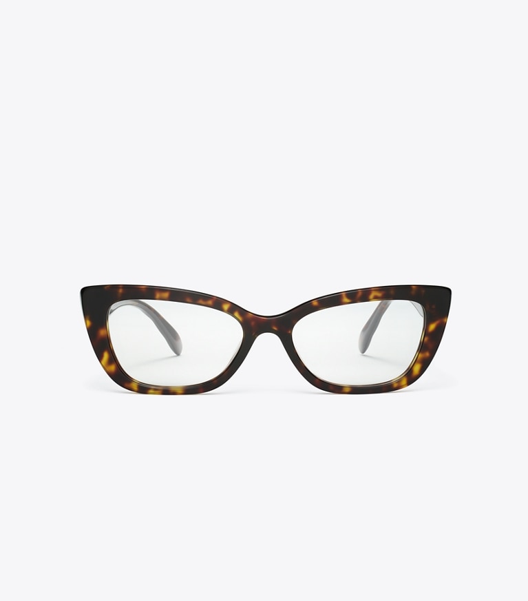 Tory Burch designer sunglasses & eyewear Kira Cat-Eye Eyeglasses in DARK TORTOISE front