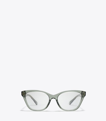 Tory Burch designer sunglasses & eyewear Kira Cat-Eye Eyeglasses in TRANSPARENT SAGE front
