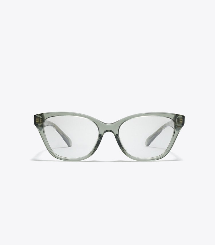 Tory Burch designer sunglasses & eyewear Kira Cat-Eye Eyeglasses in TRANSPARENT SAGE front