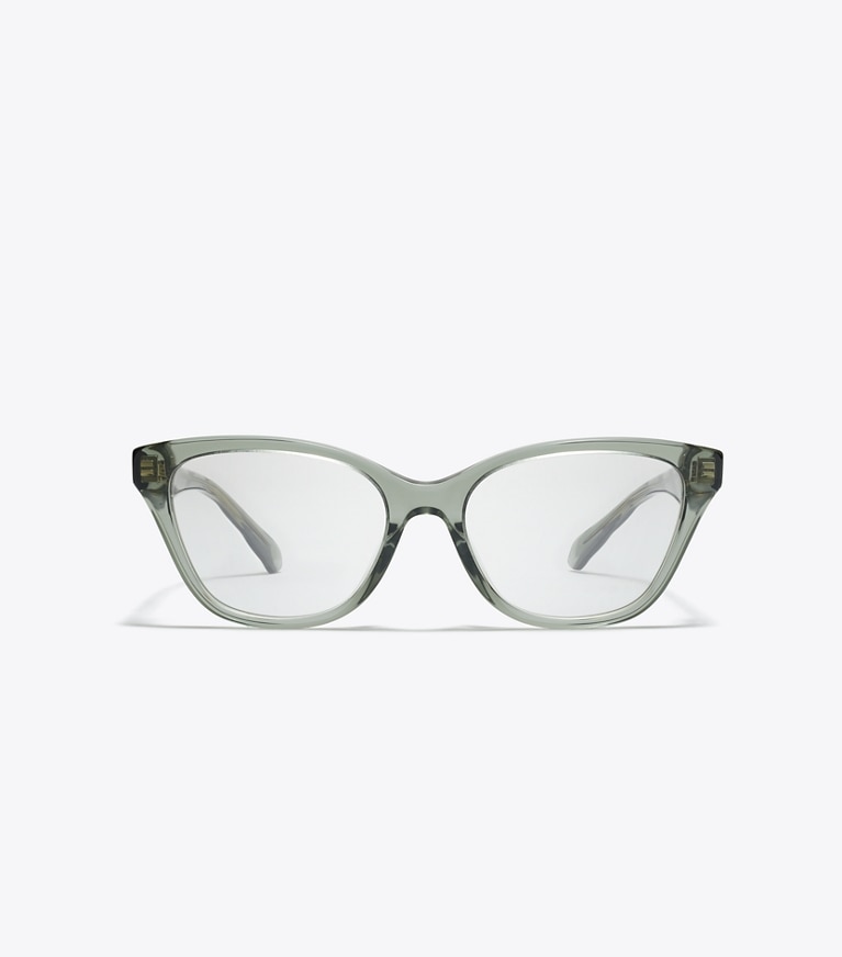 Tory Burch designer sunglasses & eyewear Kira Cat-Eye Eyeglasses in TRANSPARENT SAGE front