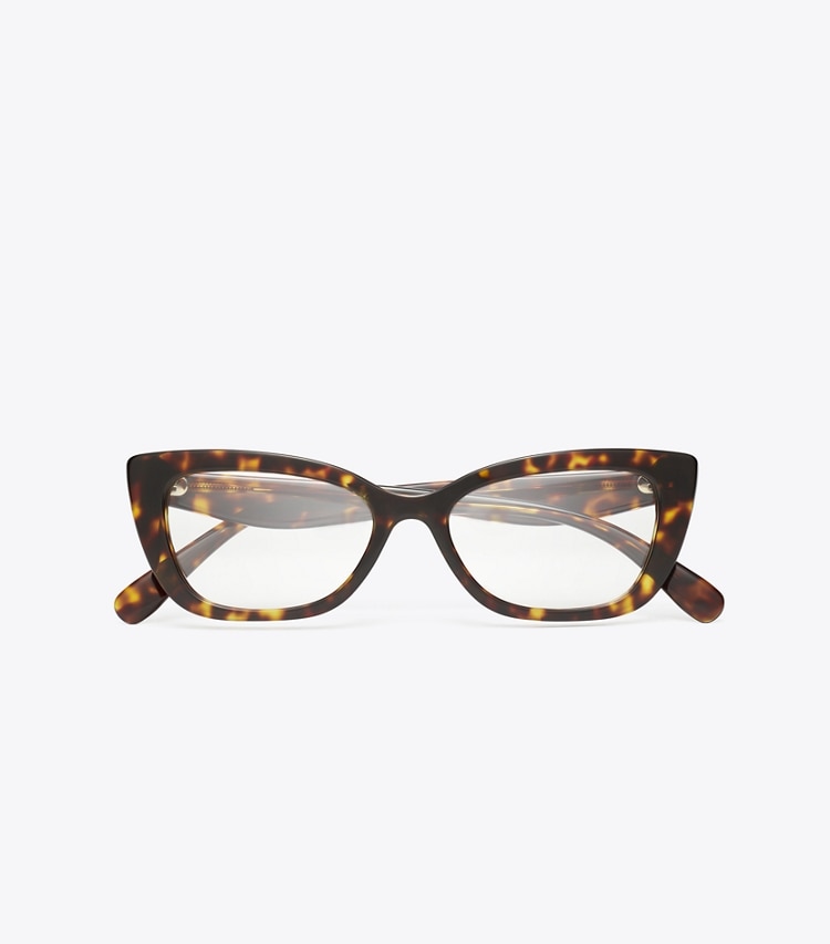 Tory Burch designer sunglasses & eyewear Kira Cat-Eye Eyeglasses in DARK TORTOISE overhead