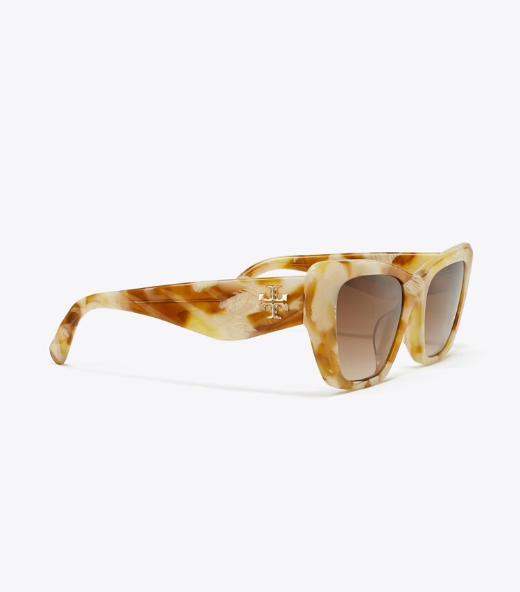 Tory Burch designer sunglasses & eyewear Kira Cat-Eye Sunglasses in HONEY TORTOISE/BROWN GRADIENT detail