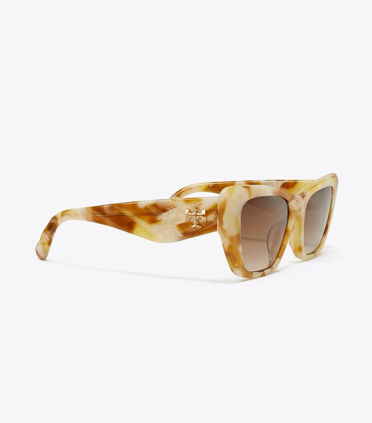Tory Burch designer sunglasses & eyewear Kira Cat-Eye Sunglasses in HONEY TORTOISE/BROWN GRADIENT front