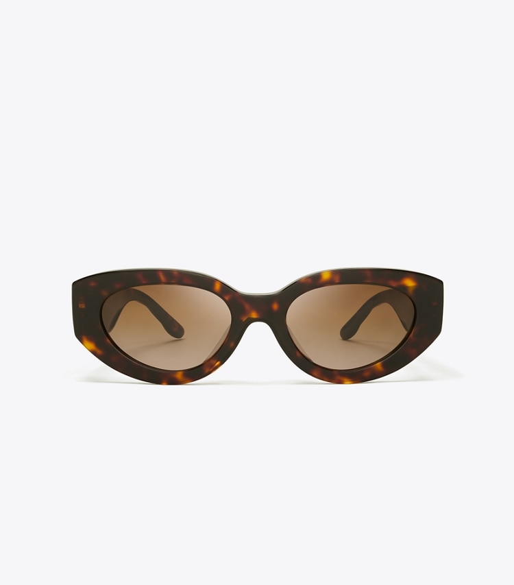 Tory Burch designer sunglasses & eyewear Kira Cat-Eye Sunglasses in DARK TORTOISE/BROWN GRADIENT front
