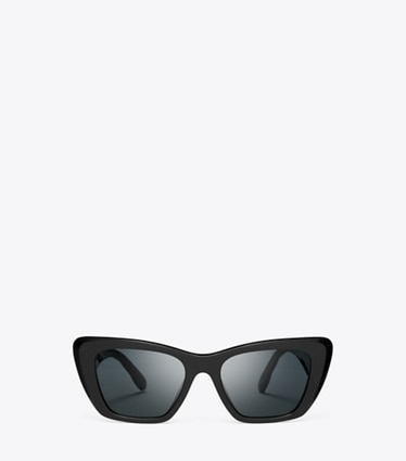 Tory Burch designer sunglasses & eyewear Kira Cat-Eye Sunglasses in BLACK/DARK GREY front