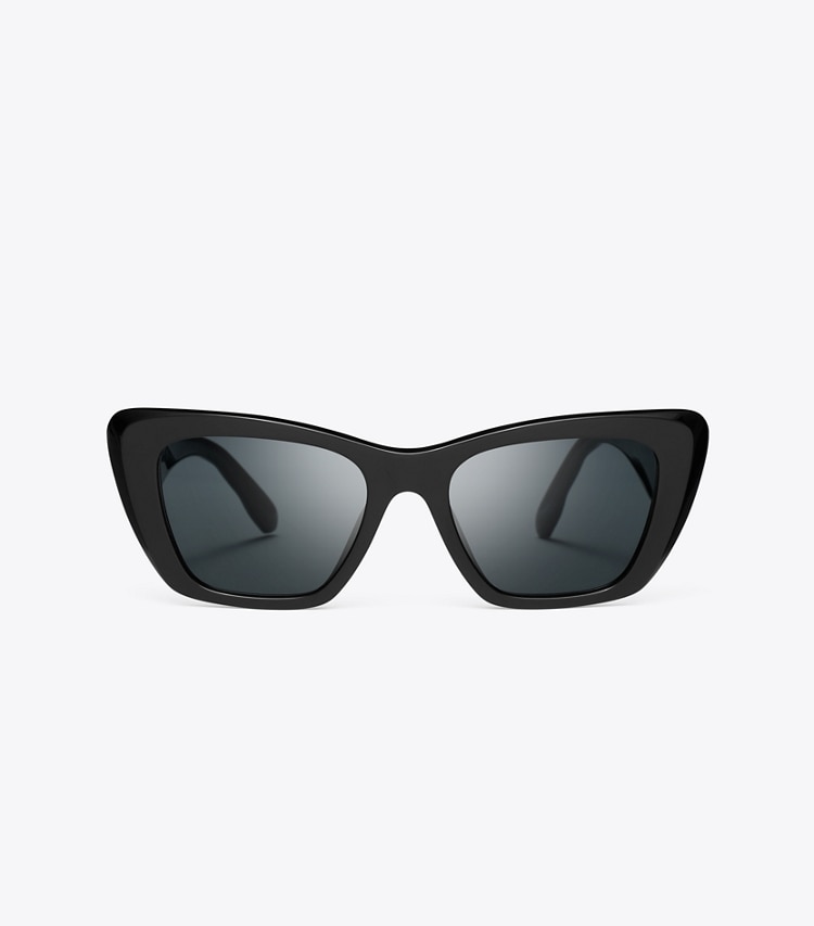 Tory Burch designer sunglasses & eyewear Kira Cat-Eye Sunglasses in BLACK/DARK GREY front