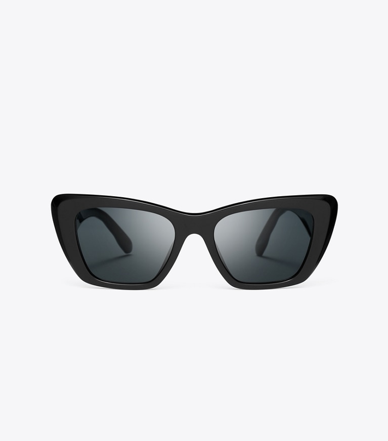 Tory Burch designer sunglasses & eyewear Kira Cat-Eye Sunglasses in BLACK/DARK GREY front