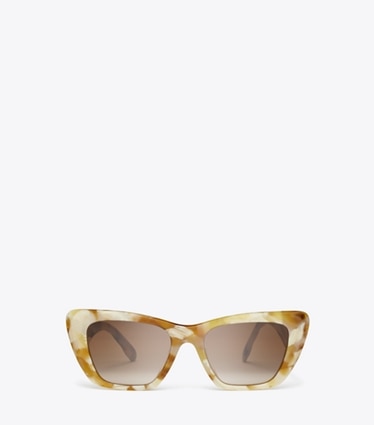 Tory Burch designer occhiali da vista & da sole Kira Cat-Eye Sunglasses in HONEY TORTOISE/BROWN GRADIENT front