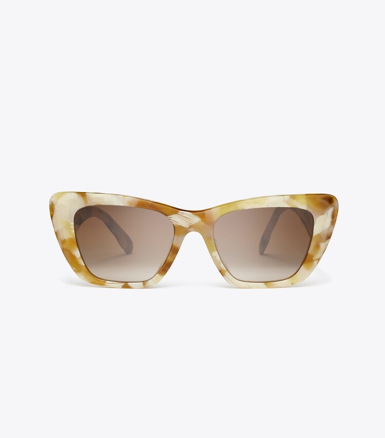 Tory Burch designer sunglasses & eyewear Kira Cat-Eye Sunglasses in HONEY TORTOISE/BROWN GRADIENT front