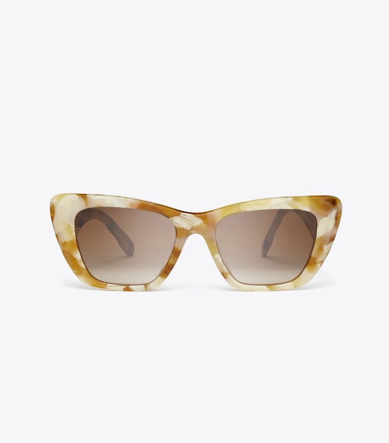 Tory Burch designer sunglasses & eyewear Kira Cat-Eye Sunglasses in HONEY TORTOISE/BROWN GRADIENT front