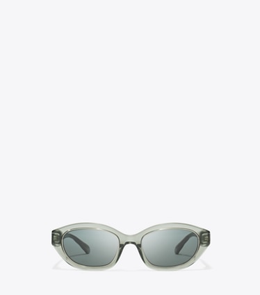 Tory Burch designer sunglasses & eyewear Kira Cat-Eye Sunglasses in TRANSPARENT SAGE/DARK GRAY front